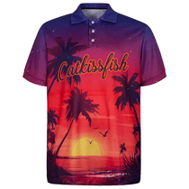 All-Over Print Men's Thin Polo Shirt Short Sleeve Zipper