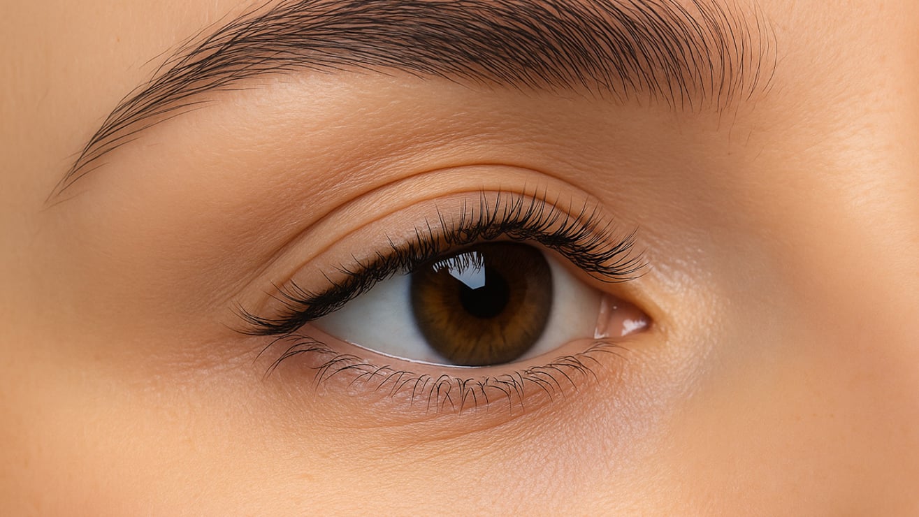 Short eyelash extensions 7 mm used on inner corners