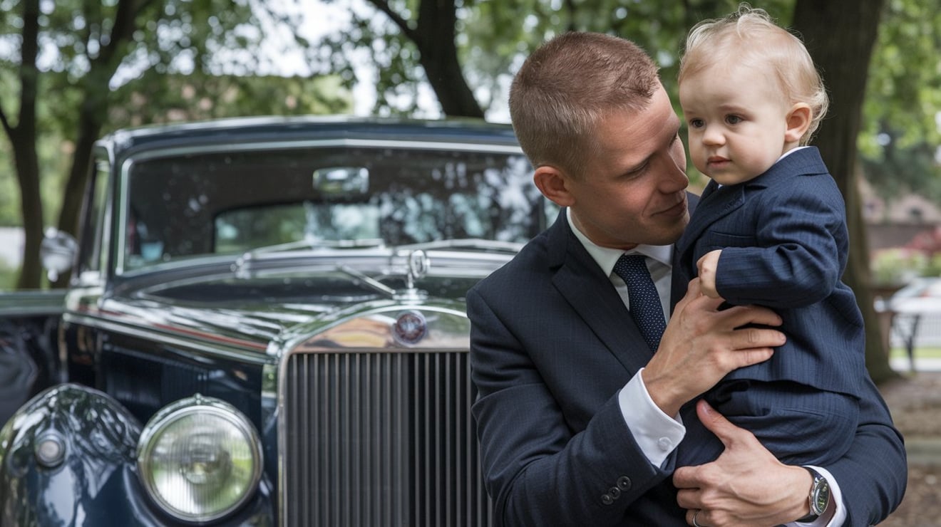 A father and child in a nostalgic moment
