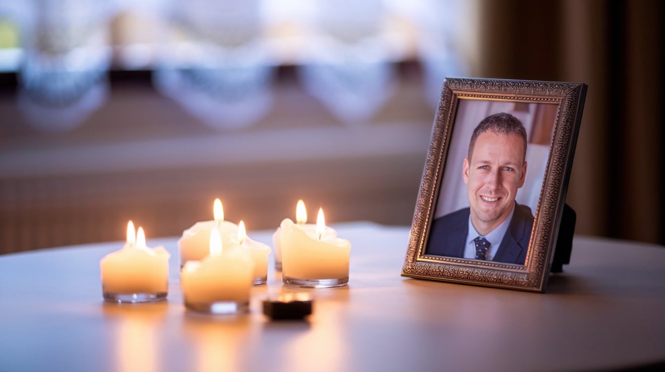 Candles and a framed photo of a father