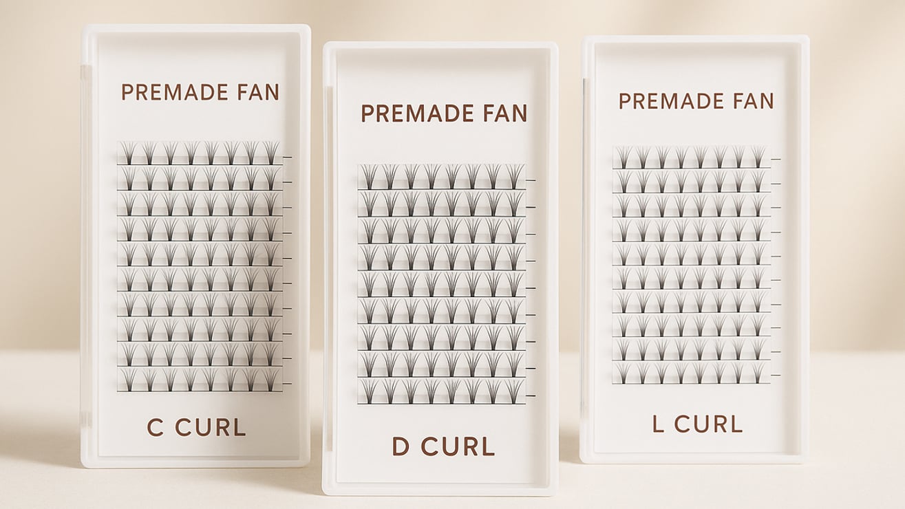 Different types of lash extension trays in a beginner lash kit