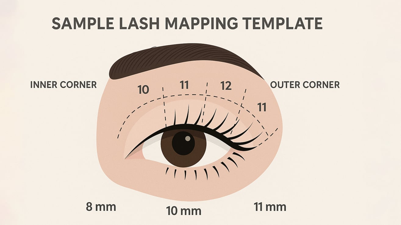 Sample lash mapping template for lash artists