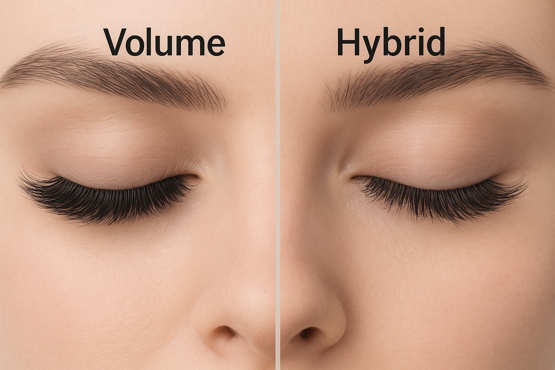 Volume and Hybrid lashes