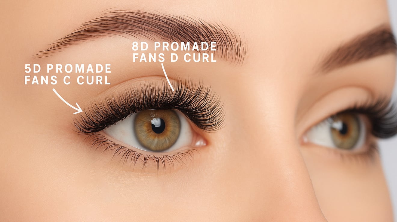 Step-by-step lash extension application using promade fans
