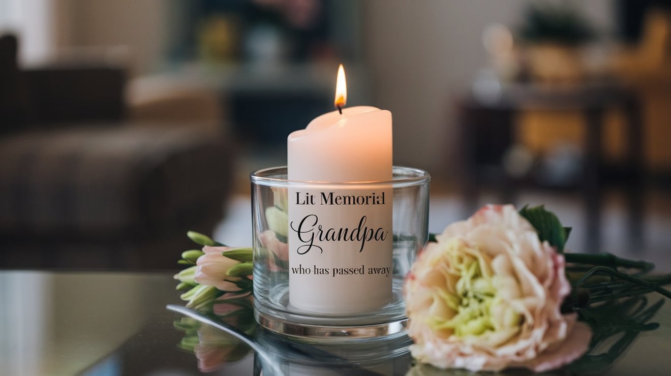 Memorial candle for grandpa passing away