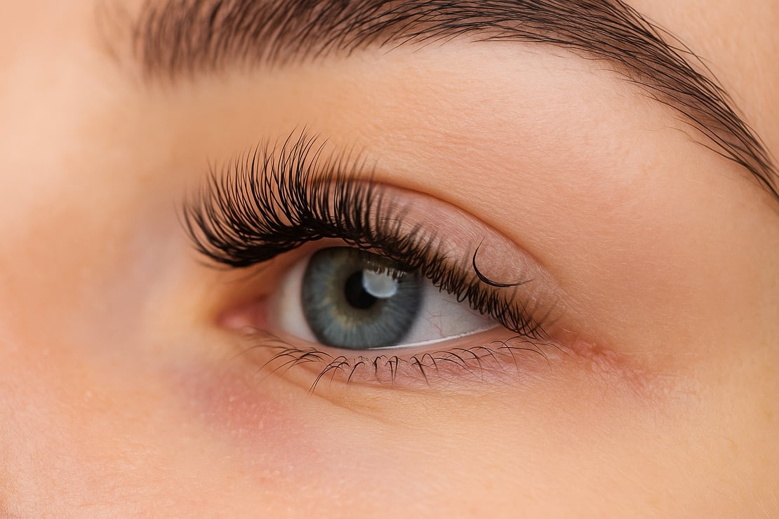 Incorrect vs correct L Curl placement on natural lash for better retention