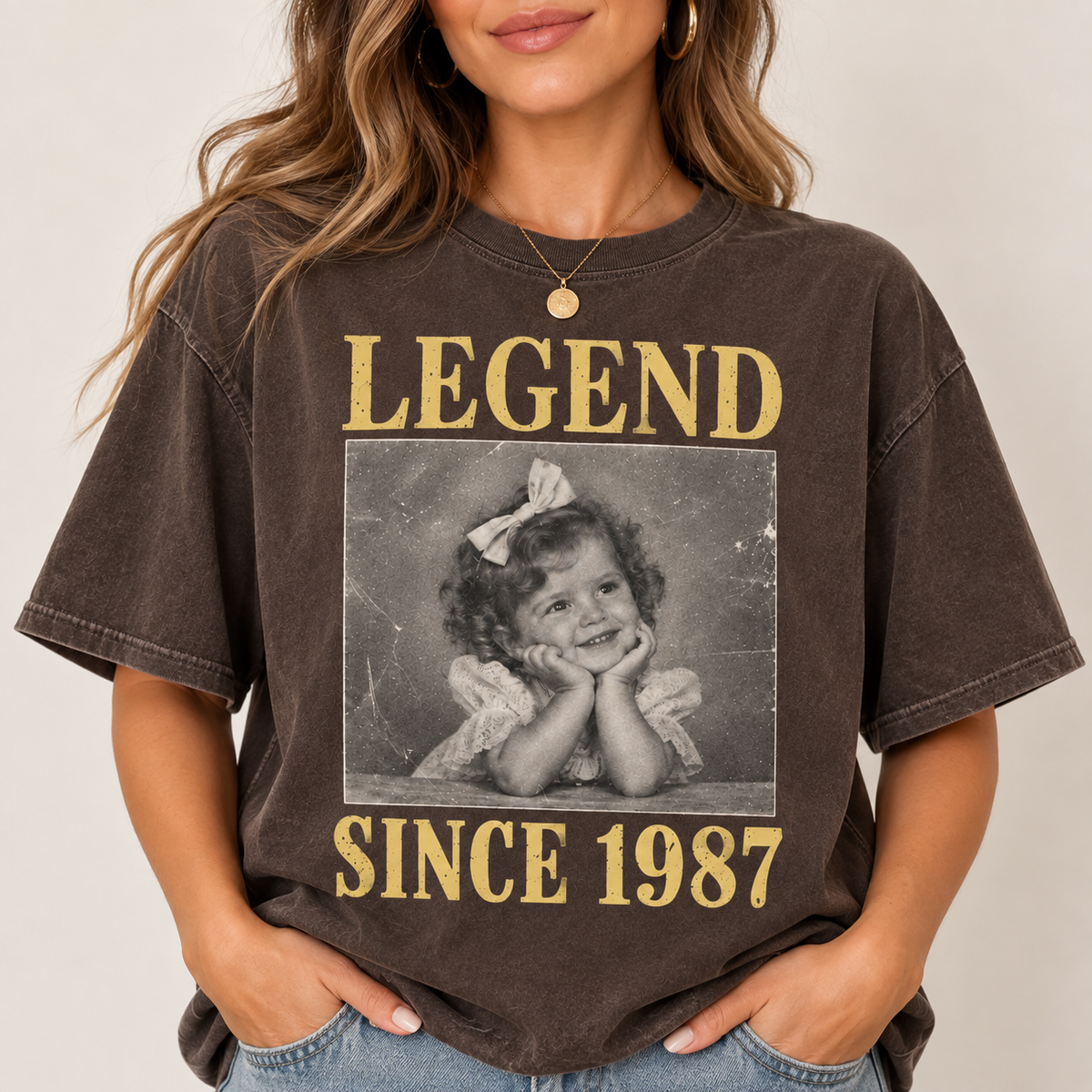 Personalized Legend Since Shirt, Custom Childhood Photo and Birth Year, Gift for Him or Her