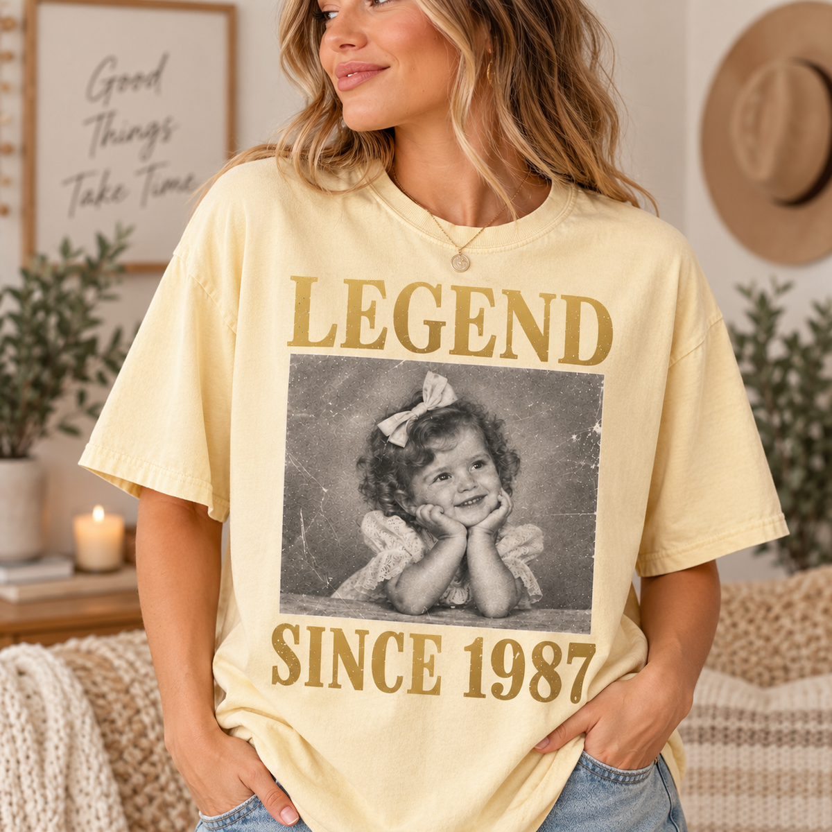 Personalized Legend Since Shirt, Custom Childhood Photo and Birth Year, Gift for Him or Her